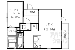 JR東海道・山陽本線 西大路駅 徒歩19分の賃貸アパート 2階ワンルームの間取り