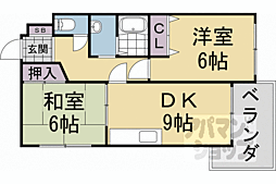メルベーユ桂 1階2LDKの間取り