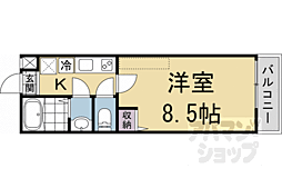 京福電気鉄道北野線 龍安寺駅 徒歩2分の賃貸マンション 2階1Kの間取り
