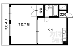 阪急京都本線 西京極駅 徒歩10分の賃貸マンション 2階1Kの間取り