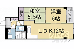 エクセリィ桂 6階2LDKの間取り