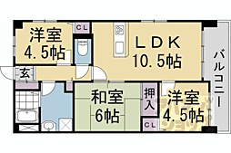 桂グリーンマンション 2階3LDKの間取り