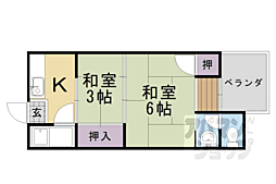 JR山陰本線 馬堀駅 徒歩6分の賃貸アパート 2階2Kの間取り