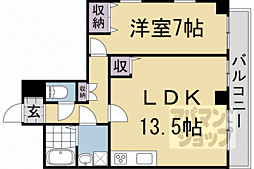 京都地下鉄東西線 太秦天神川駅 徒歩12分の賃貸マンション 2階1LDKの間取り