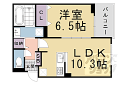 カーサアリビオ 1階1LDKの間取り