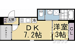 JR山陰本線 花園駅 徒歩3分の賃貸アパート 2階1DKの間取り