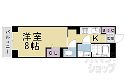 ライジングサン雅 1階1Kの間取り