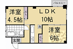 JR山陰本線 嵯峨嵐山駅 徒歩7分の賃貸マンション 6階2LDKの間取り