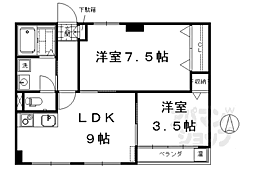JR東海道・山陽本線 西大路駅 徒歩8分の賃貸マンション 1階2DKの間取り