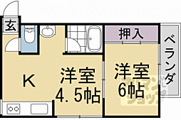 阪急嵐山線 上桂駅 徒歩23分の賃貸マンション 3階2Kの間取り