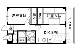 JR東海道・山陽本線 長岡京駅 3.5kmの賃貸マンション 4階2DKの間取り