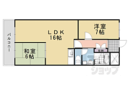 第2コーポ藤岡 1階2LDKの間取り