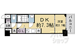 JR東海道・山陽本線 西大路駅 徒歩12分の賃貸マンション 7階1DKの間取り