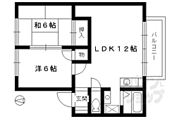 ユアハイツ 2階2LDKの間取り