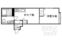京都地下鉄東西線 太秦天神川駅 徒歩20分の賃貸アパート 2階1DKの間取り