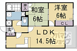 ラフィーネ桂 1階2LDKの間取り