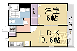 JR山陰本線 並河駅 徒歩11分の賃貸アパート 1階1LDKの間取り