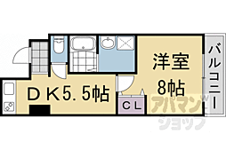 コーポラス中村 3階1DKの間取り