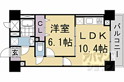 JR山陰本線 並河駅 徒歩8分の賃貸マンション 6階1LDKの間取り
