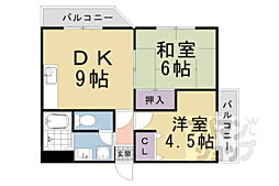 JR山陰本線 馬堀駅 徒歩5分の賃貸マンション 3階2DKの間取り