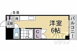 阪急京都本線 西院駅 徒歩12分の賃貸マンション 3階1Kの間取り