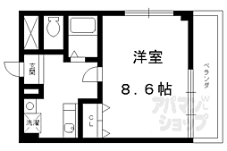 阪急京都本線 西院駅 徒歩9分の賃貸マンション 2階1Kの間取り