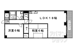 京都地下鉄東西線 太秦天神川駅 徒歩1分の賃貸マンション 5階2LDKの間取り