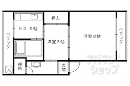 阪急京都本線 西京極駅 徒歩10分の賃貸マンション 2階1DKの間取り