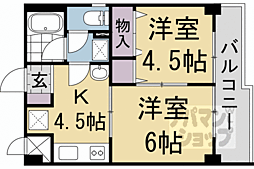 チコーベルメゾン桂 2DKの間取図画像