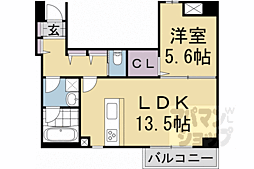 ティーグルブラン桂 1LDKの間取図画像