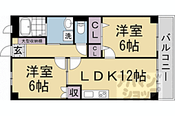 プルーリオン上桂 2LDKの間取図画像