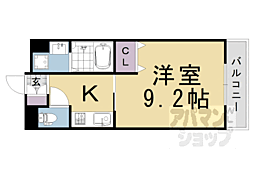 グロリアス桂 1Kの間取図画像