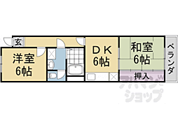 ラポール桂 2DKの間取図画像
