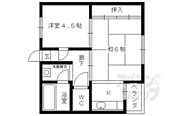 瓜生ハイツ 2Kの間取図画像