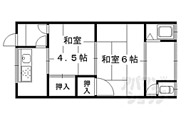 第二八ノ坪荘 2Kの間取図画像
