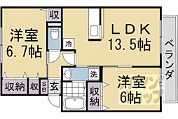 グランドール今里 2LDKの間取図画像