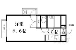 カツラフラット 1Kの間取図画像