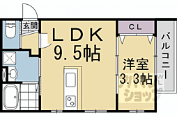 亀岡市南郷町アパート 1LDKの間取図画像