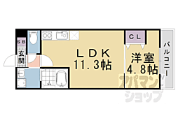 カーサ・フェリーチェ桂 1LDKの間取図画像