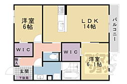 セジュールオッツGT長岡京 2LDKの間取図画像