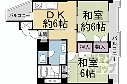 長岡京シティハイツ 2DKの間取図画像