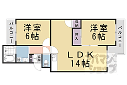 グランドール桂 2LDKの間取図画像