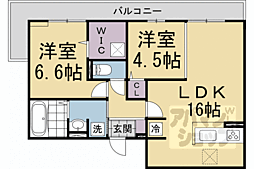 GRAMM桂稲荷山 2LDKの間取図画像