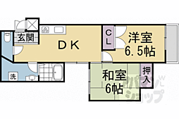 ロイヤルむらかみ 3階2DKの間取り