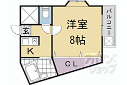 ソルフェージュ桂 3階1Kの間取り