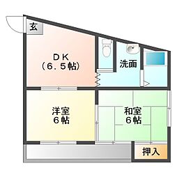 ハイツ南 2DKの間取図画像