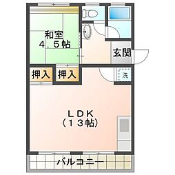 新町ハイツ・西村ビル(株) 1LDKの間取図画像