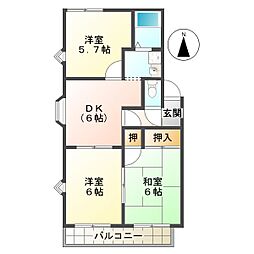 ライムハウスA 3DKの間取図画像
