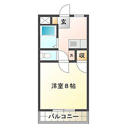 ハイツバーデンバーデン 1Kの間取図画像