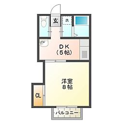 コーポ三喜B 1Kの間取図画像
